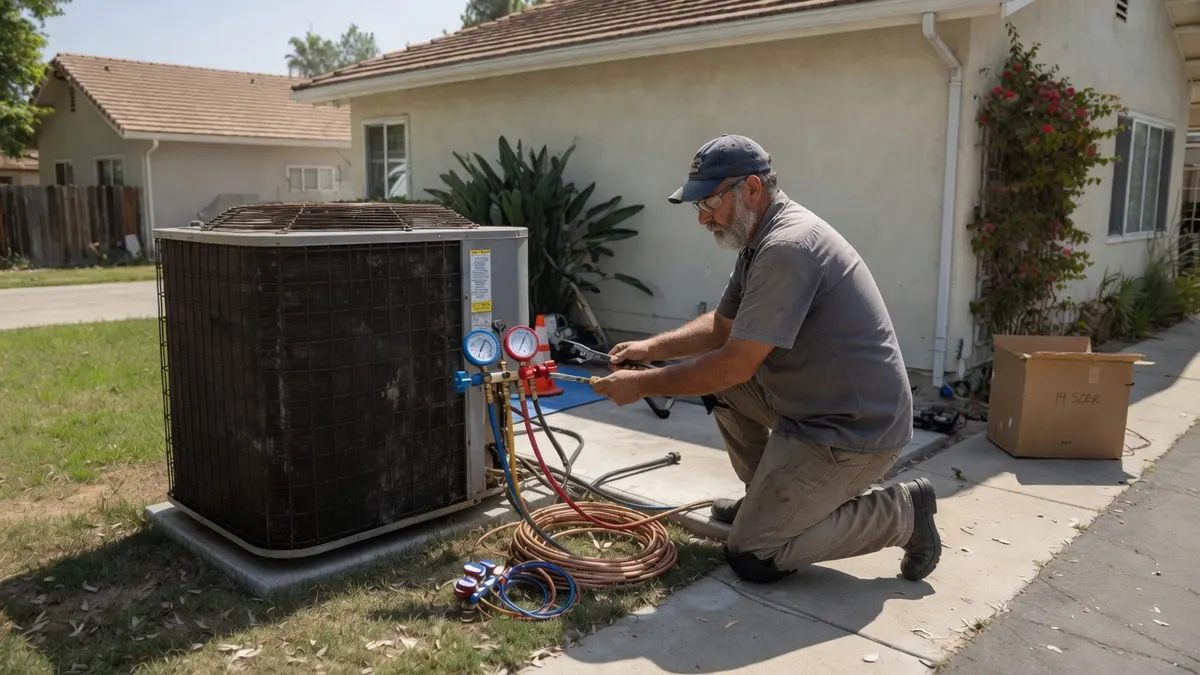Photorealistic home improvement photo for AC Repair vs Replacement in Sacramento: Costs, Warning Signs, and What HVAC Contractors Won't Always Tell You