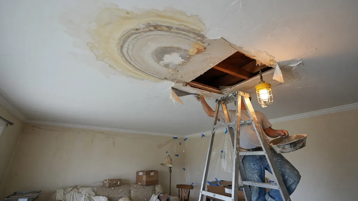 Photorealistic home improvement photo for Arden-Arcade Ceiling Stains: Drywall Repair, Leak Source, and Who to Call