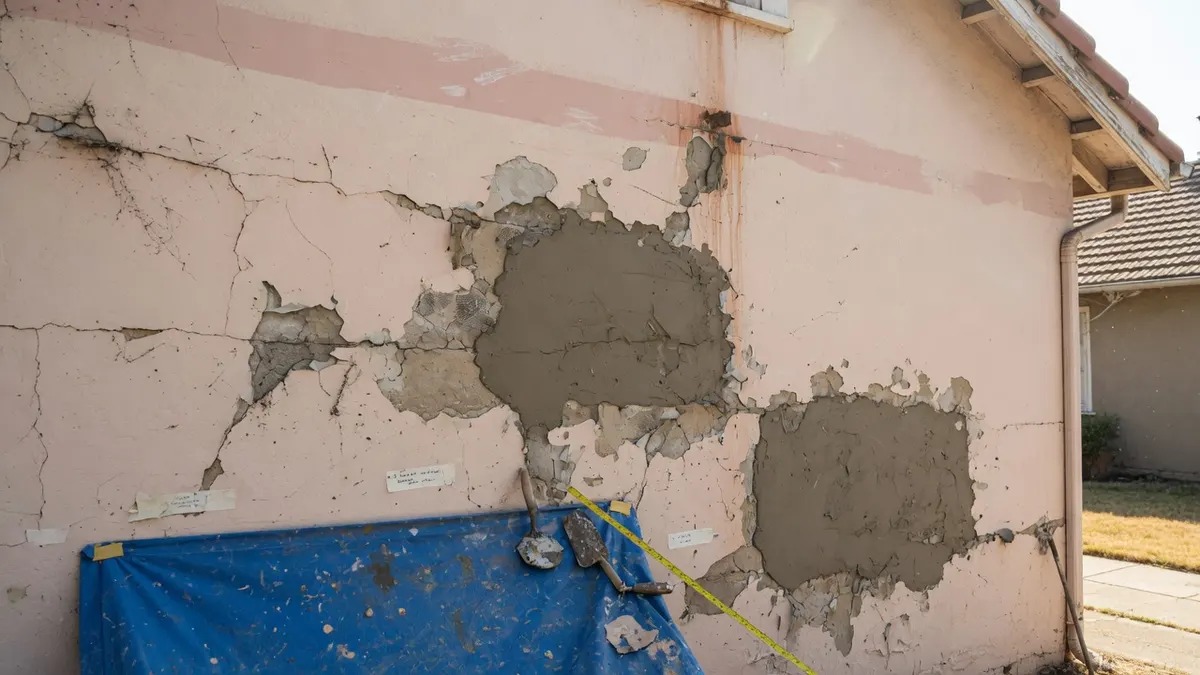 Photorealistic home improvement photo for Carmichael Stucco Repair Before Exterior Paint