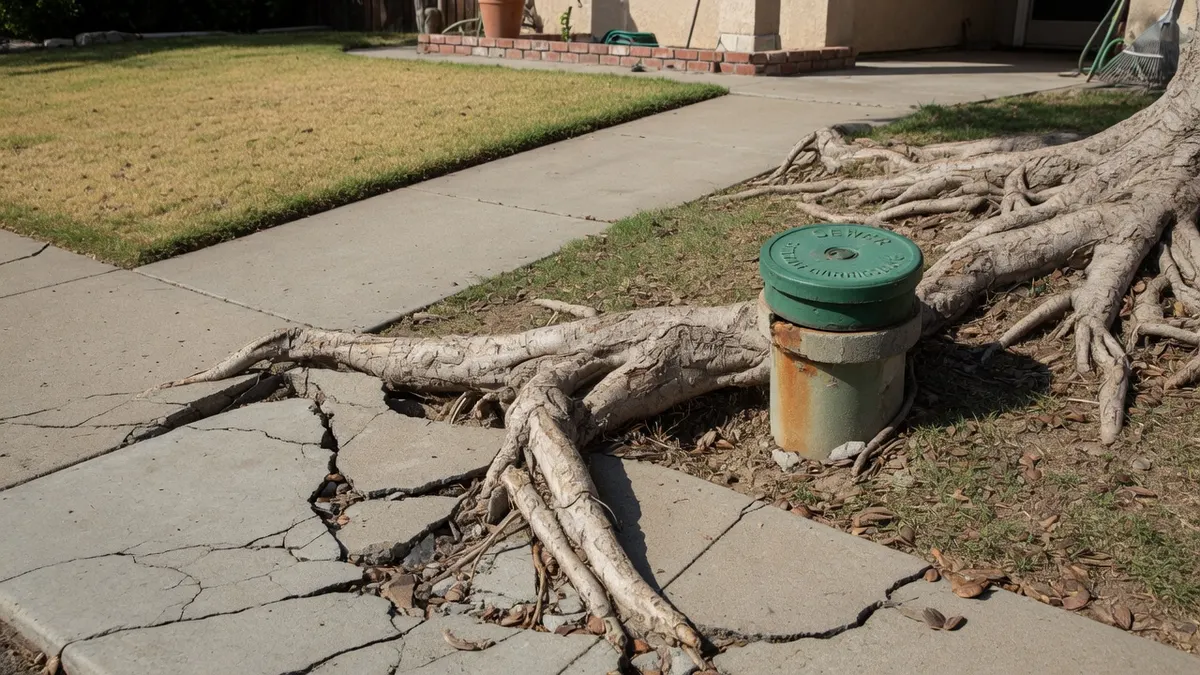 Photorealistic home improvement photo for Carmichael Tree Root Damage: What to Check Before Concrete or Plumbing Work
