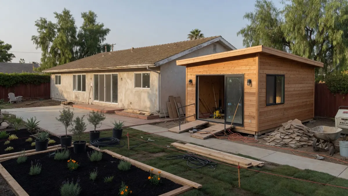 Photorealistic home improvement photo for Davis ADU Fast Path: Building-Permit-Only vs Pre-Designed Plans