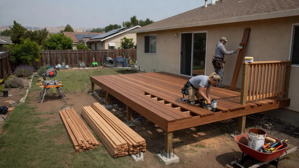 Photorealistic home improvement photo for Deck and Patio Construction in Sacramento: Costs, Materials, Permits, and What to Plan For in 2026