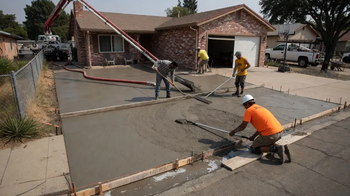 Photorealistic home improvement photo for Elk Grove Concrete Driveway Replacement: Drainage Comes First