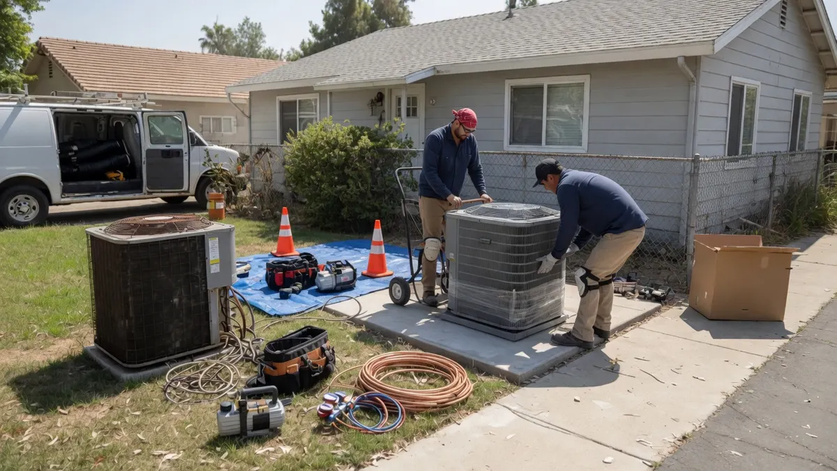 Photorealistic home improvement photo for North Highlands AC Replacement: Cost and Permit Guide 2026