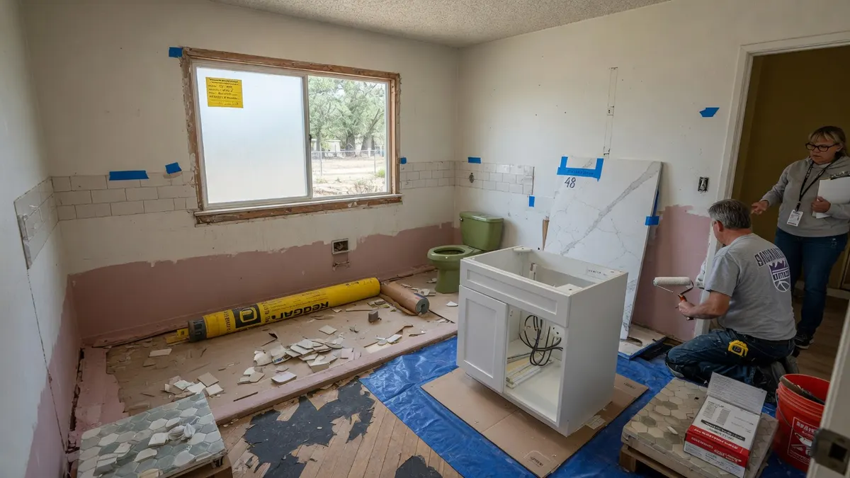 Photorealistic home improvement photo for Orangevale Bathroom Remodel Costs: Permits, Older Homes, and Contractor Scope