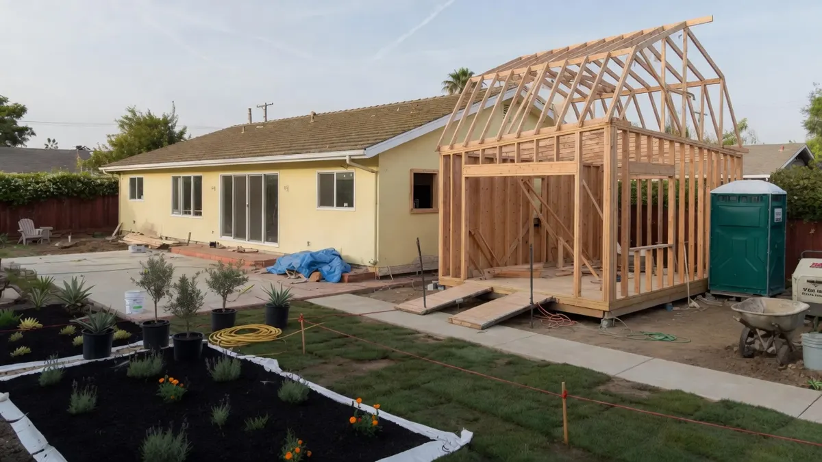Photorealistic home improvement photo for Orangevale Detached Workshop Planning for Hobbies and Home Businesses