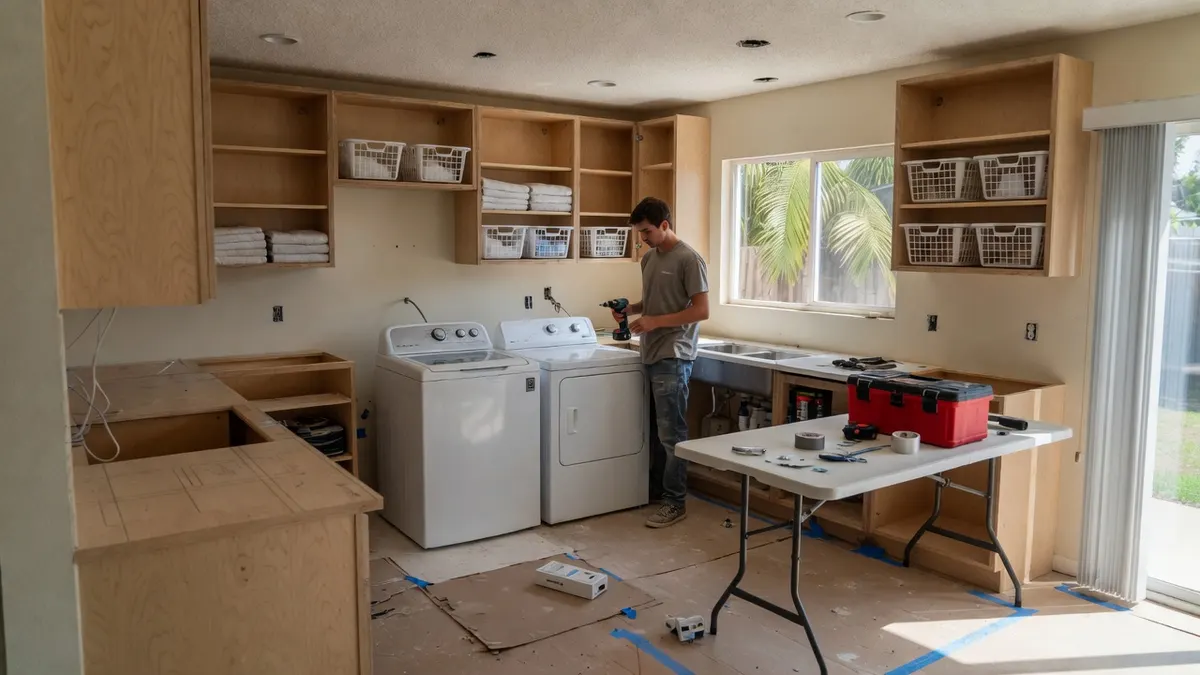Photorealistic home improvement photo for Roseville Laundry Room Remodels That Fix Storage and Workflow
