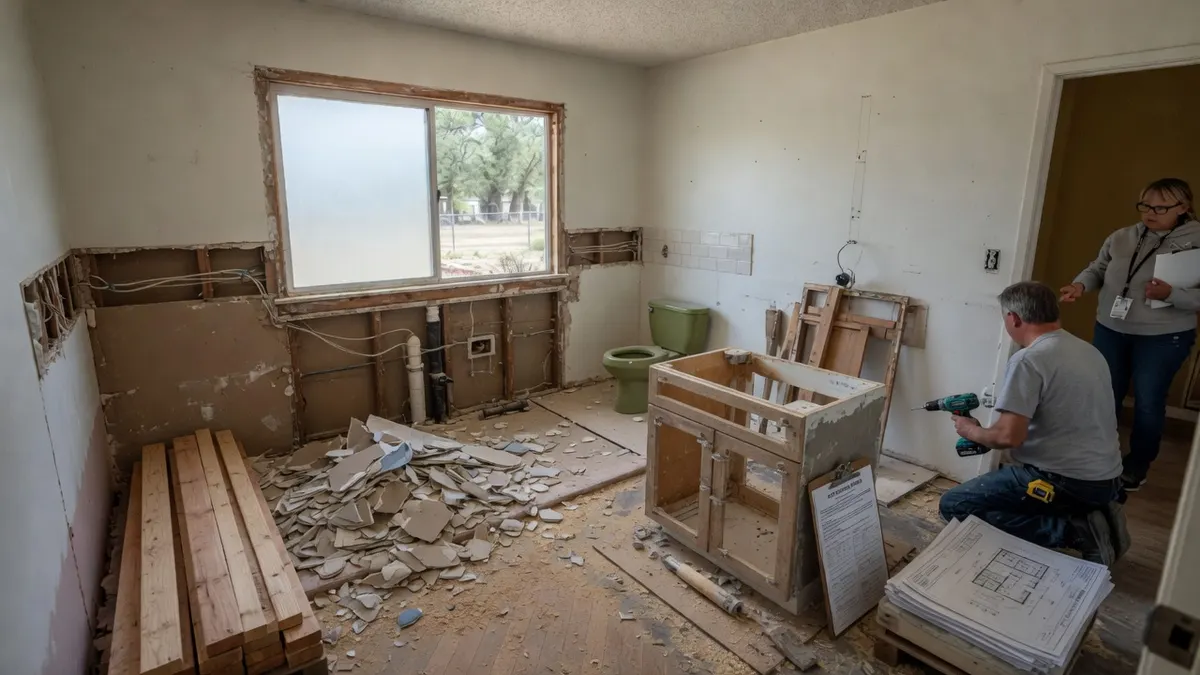 Photorealistic home improvement photo for Sacramento Bathroom Remodel Permit Guide: Minor vs Full Review