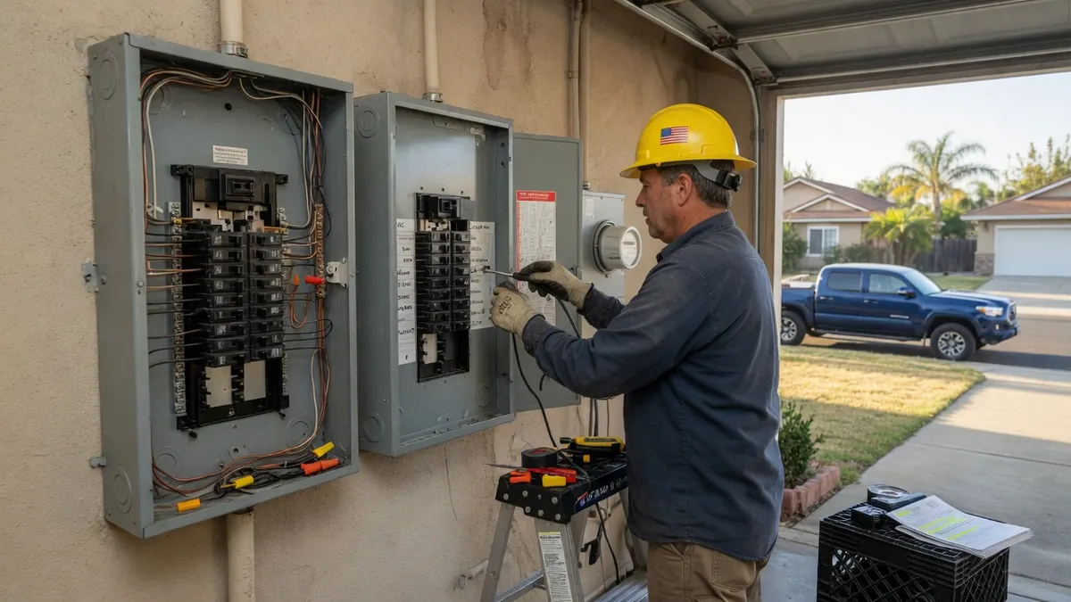 Photorealistic home improvement photo for Sacramento Electrical Panel Upgrade Cost Guide: 100 Amp, 200 Amp, EV Chargers, Heat Pumps, and Permits