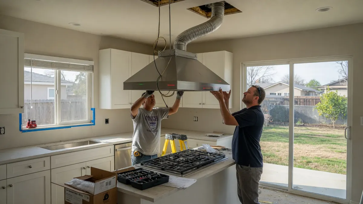 Photorealistic home improvement photo for Sacramento Range Hood Installation Cost Guide: Ducting, Makeup Air, and Kitchen Remodel Planning