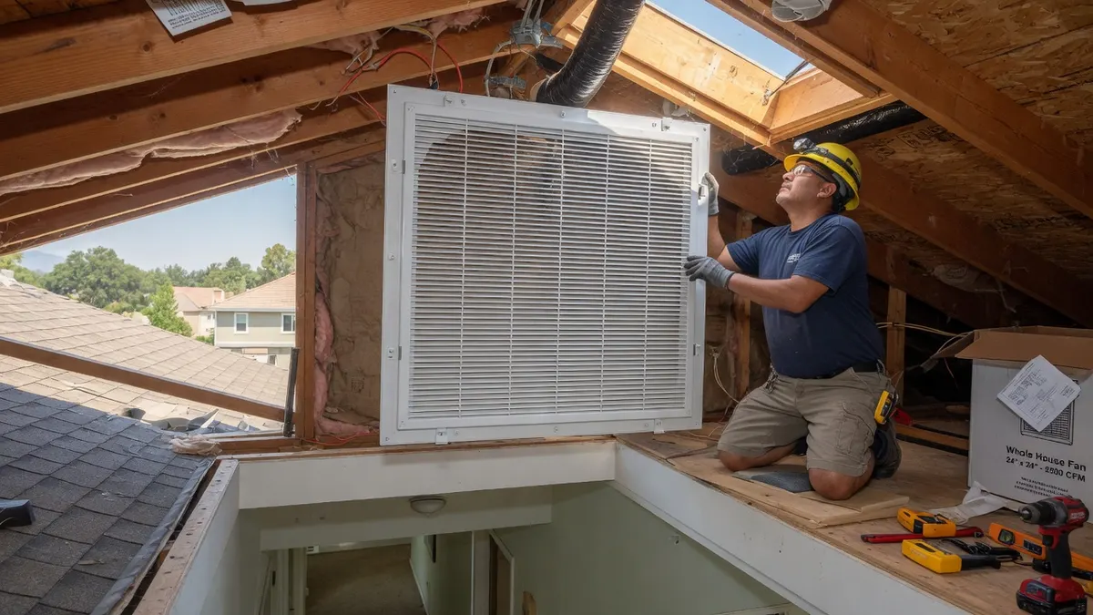 Photorealistic home improvement photo for Whole House Fan Installation in Sacramento: Costs, Sizing, Electrical Work, and Comfort Tradeoffs