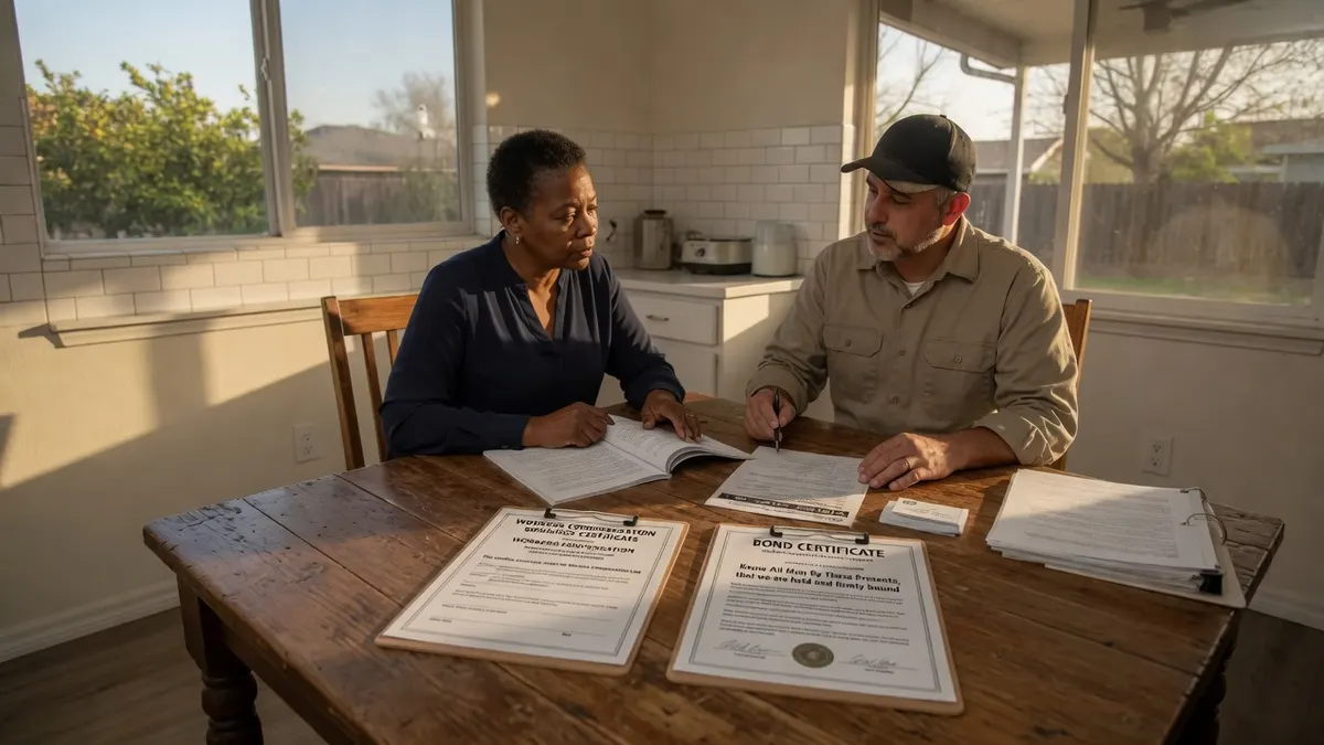 Photorealistic home improvement photo for Workers' Comp vs Contractor Bond: What Sacramento Homeowners Should Know